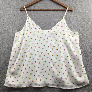 Socialite Fruit Print Scalloped Neck‎ Cami Ivory XL